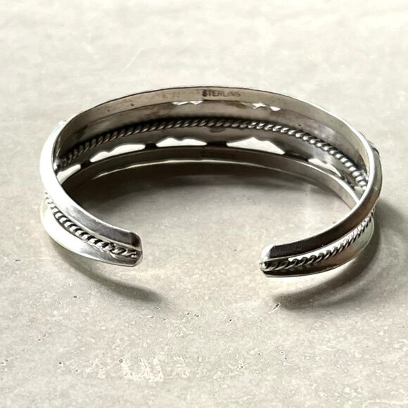 C. Yazzie Navajo Sterling Silver Open Cuff Bracelet with Five Turquoise Nuggets - Picture 2 of 10